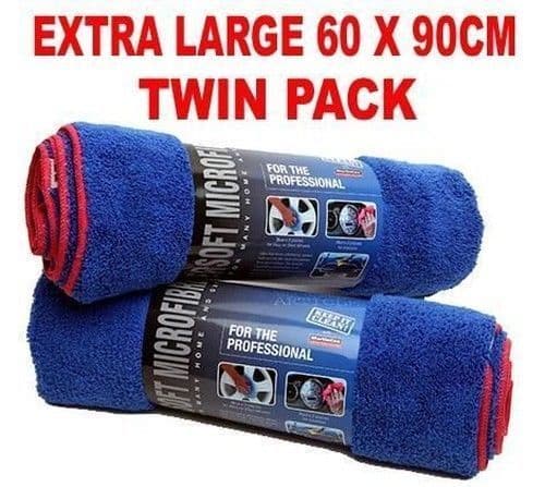 TWIN PACK Car Drying Towel Microfibre Extra Large 60 x 90cm