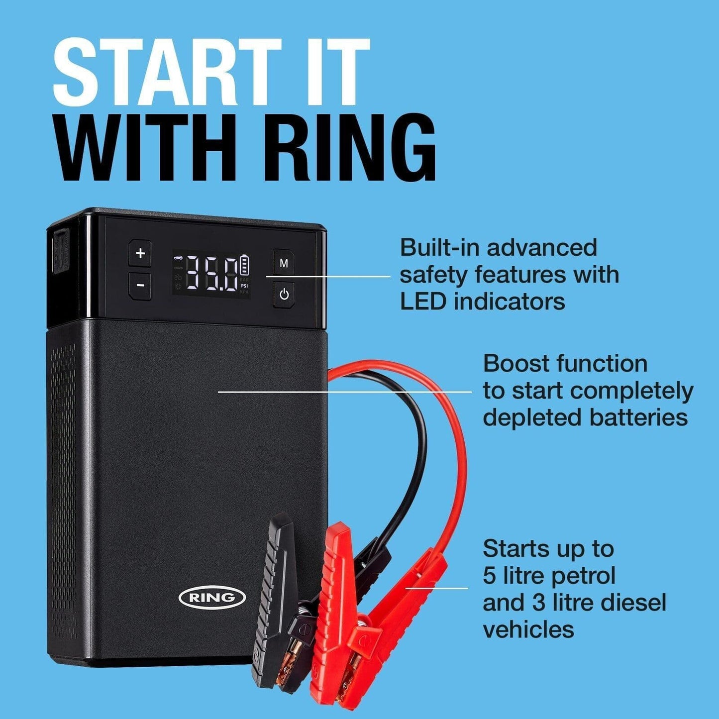 1000A 12v Lithium Jump Starter & Tyre Inflator By Ring