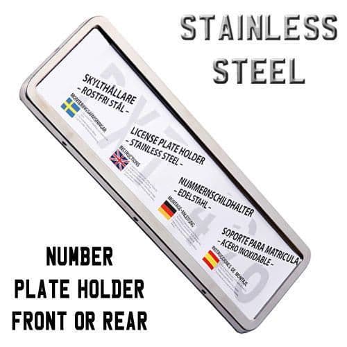 Car Number Reg Licence Plate Holder Surround Stainless Steel Non Rusti ...