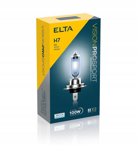Elta H7 100w Blue Bright Headlight Bulbs Pair Vision Pro Sport