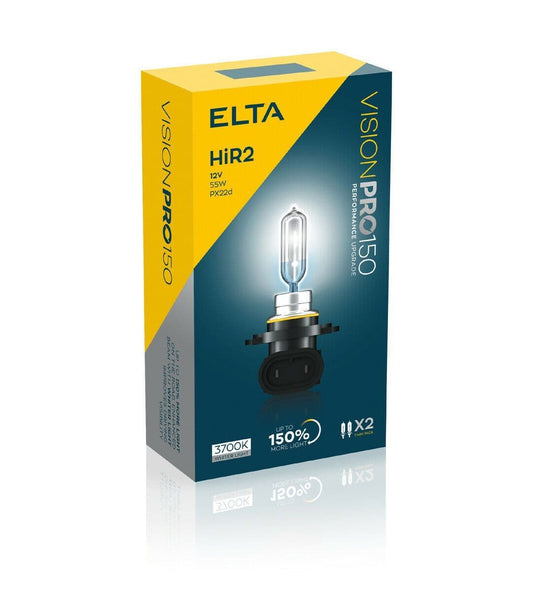 Elta HIR2 9012 Xenon White Headlight Bulbs Pair 150% More Light