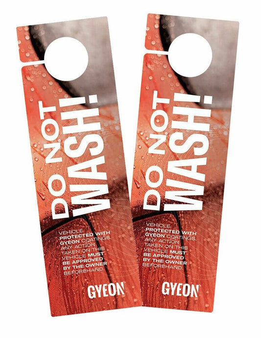 GYEON - Do Not Wash - Car Mirror Hanger Warning Sign (Twin Pack)