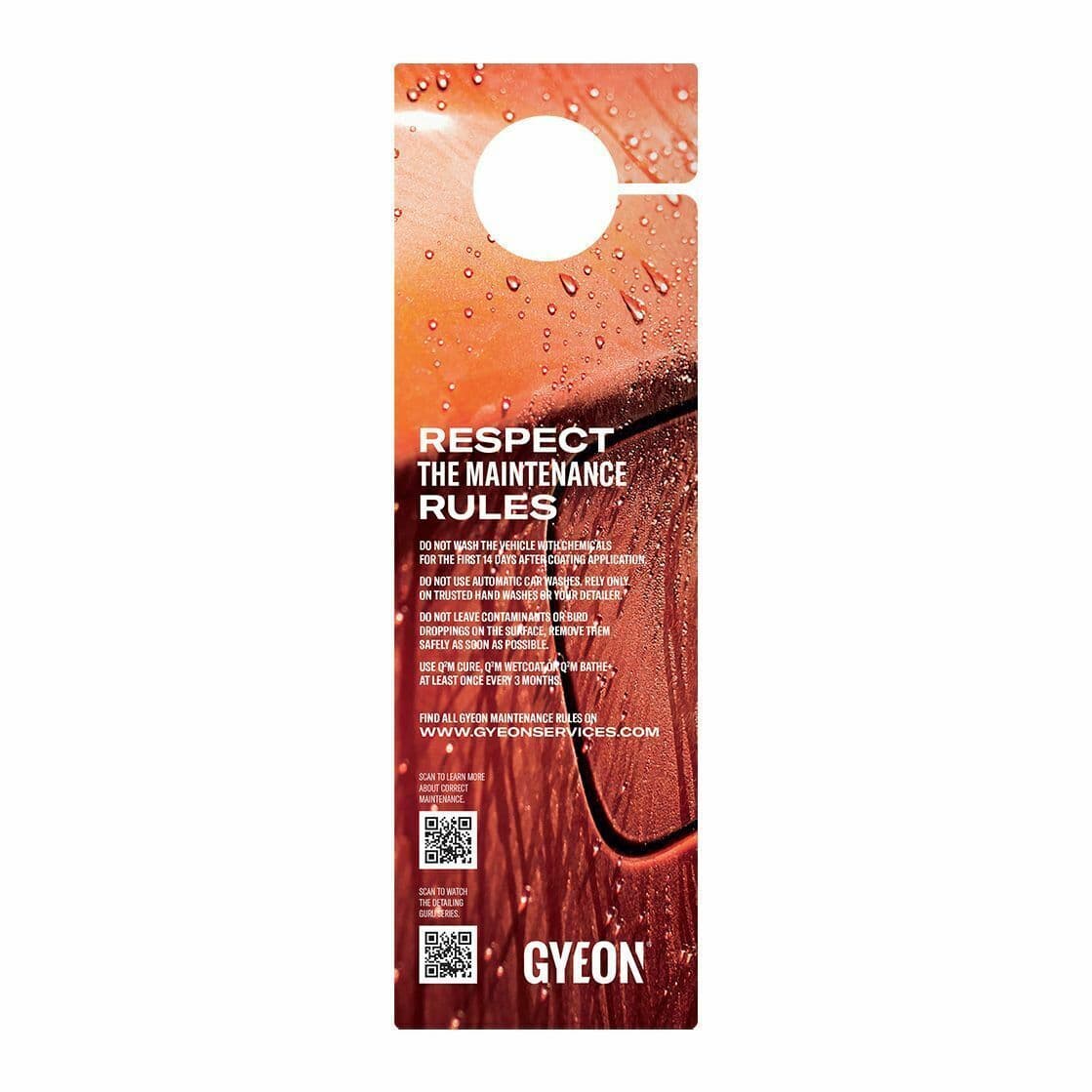 GYEON - Do Not Wash - Car Mirror Hanger Warning Sign (Twin Pack)