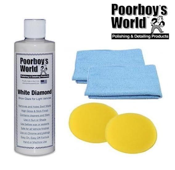 Poorboys World White Diamond Show Glaze 473ml + 2 Free Cloths & Pads