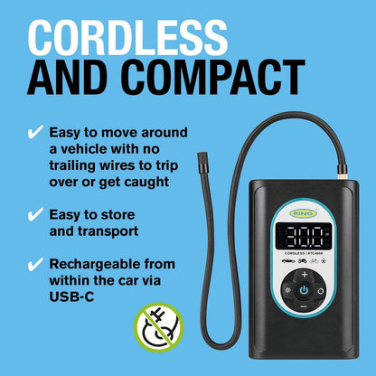 Ring Cordless Rechargeable Car Tyre Inflator RTC4000