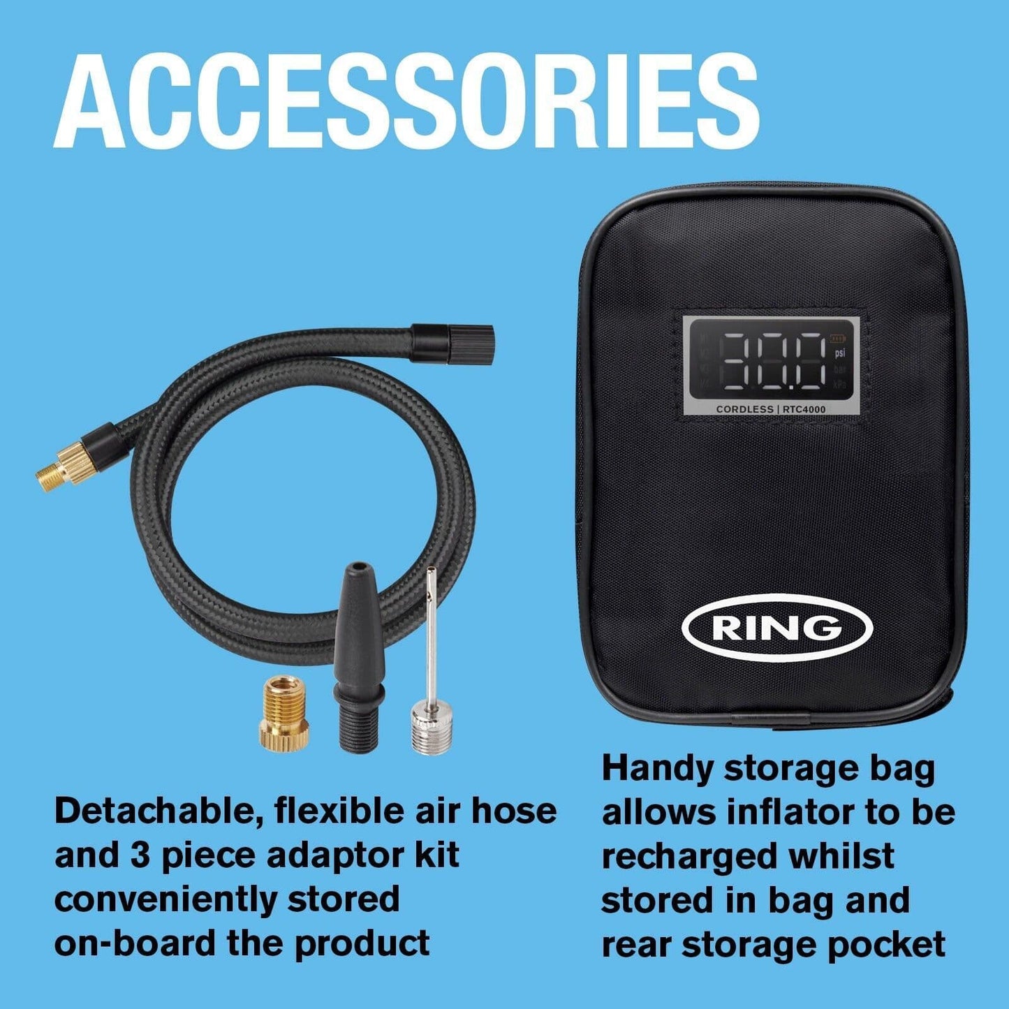 Ring Cordless Rechargeable Car Tyre Inflator RTC4000