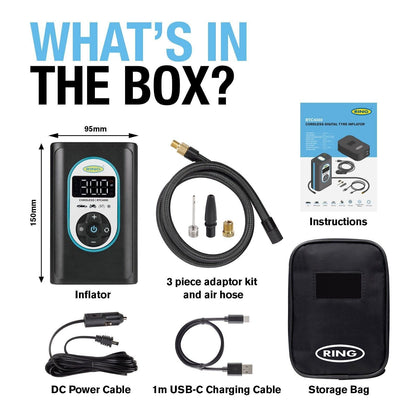Ring Cordless Rechargeable Car Tyre Inflator RTC4000