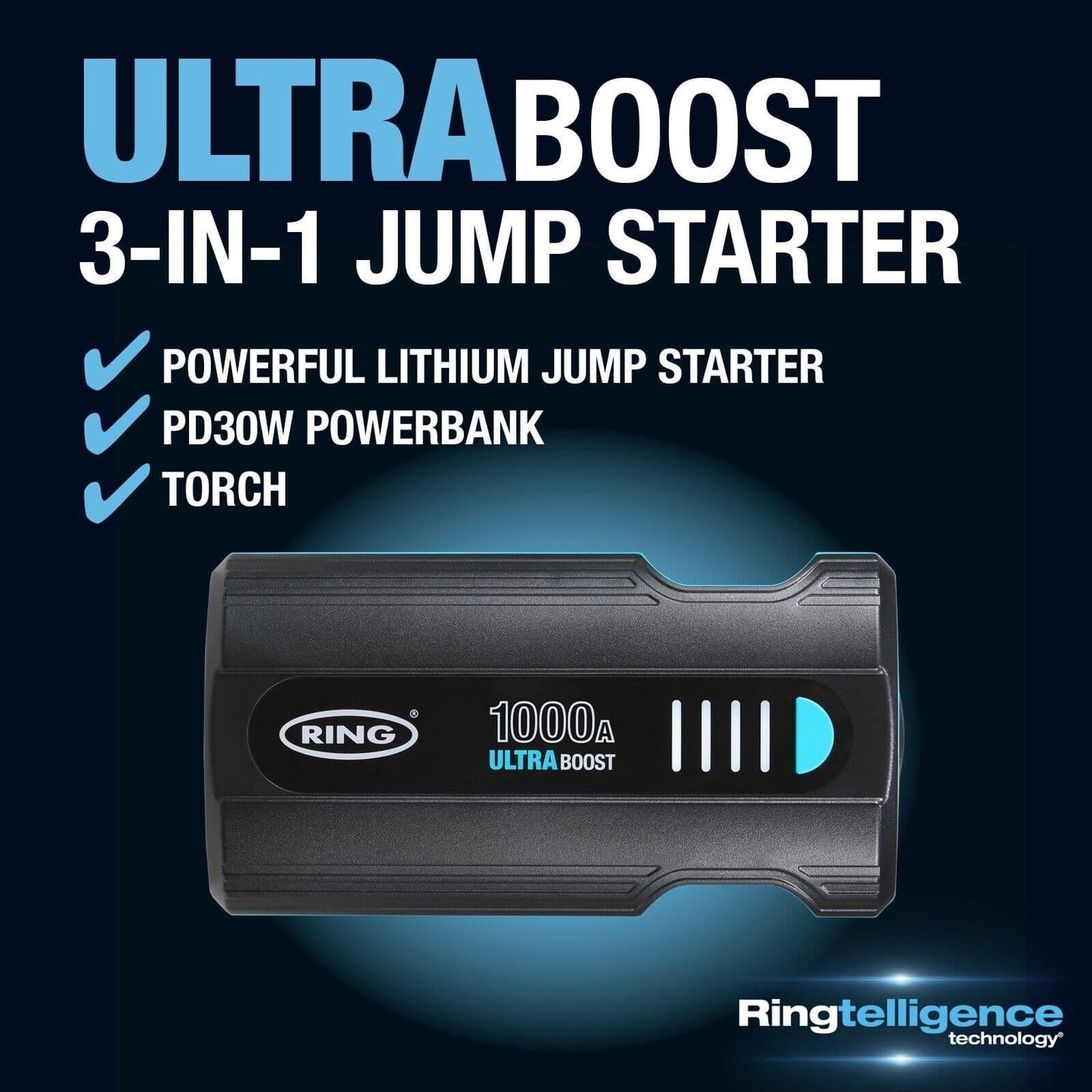 Ring ULTRABOOST 1000 Lithium Car Jump Starter 1000a RJS020