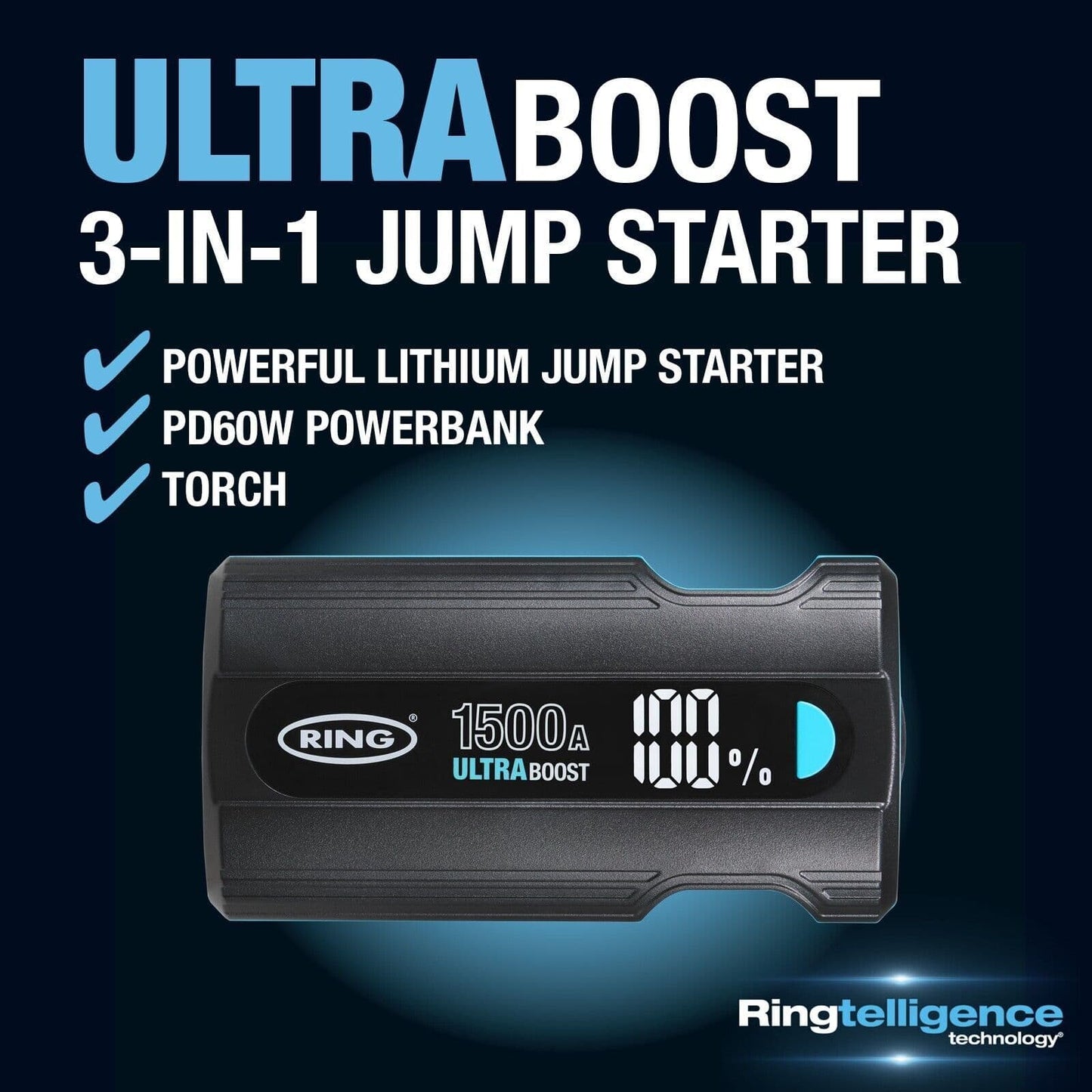 Ring ULTRABOOST 1500 Lithium Car Jump Starter 1500a RJS030
