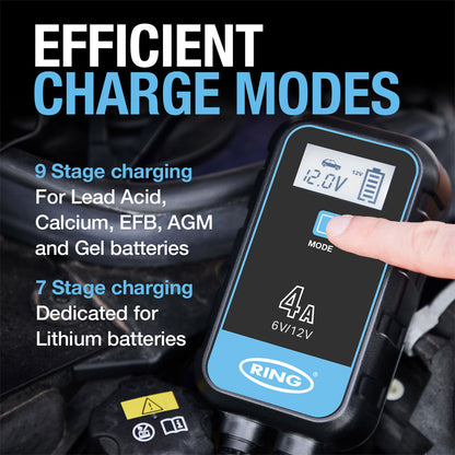 Ring SMARTCHARGE 4 - Smart Battery Charger & Maintainer 4A - RSC904T