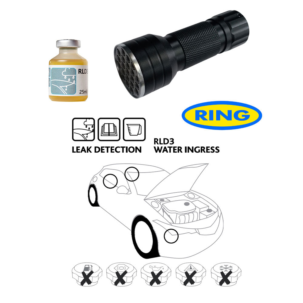 UV Leak Dye & Torch Kit For Car Water Ingress & Seal Leaks RLD3
