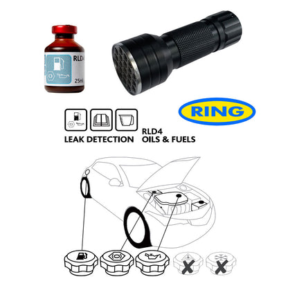 UV Leak Dye & Torch Kit For Oil & Fuel - Petrol & Diesel Leaks RLD4